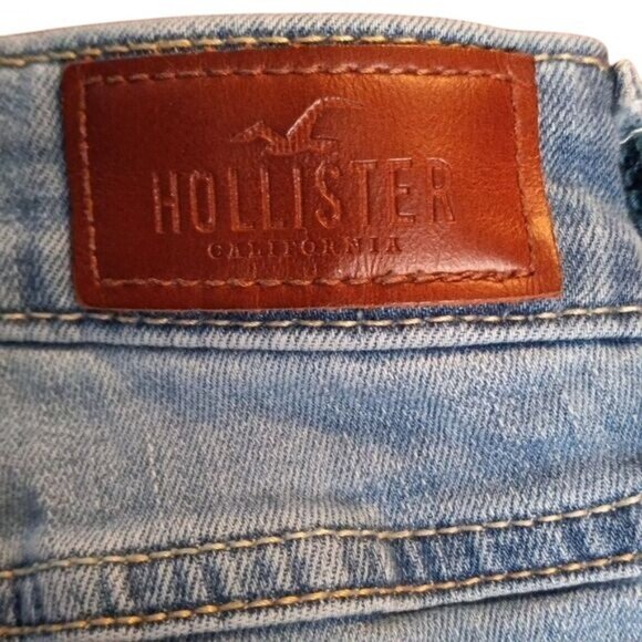 Hollister Size 7R 28x30 Jeans Womens High Rise Super Skinny Denim Blue Destroyed - Picture 5 of 11